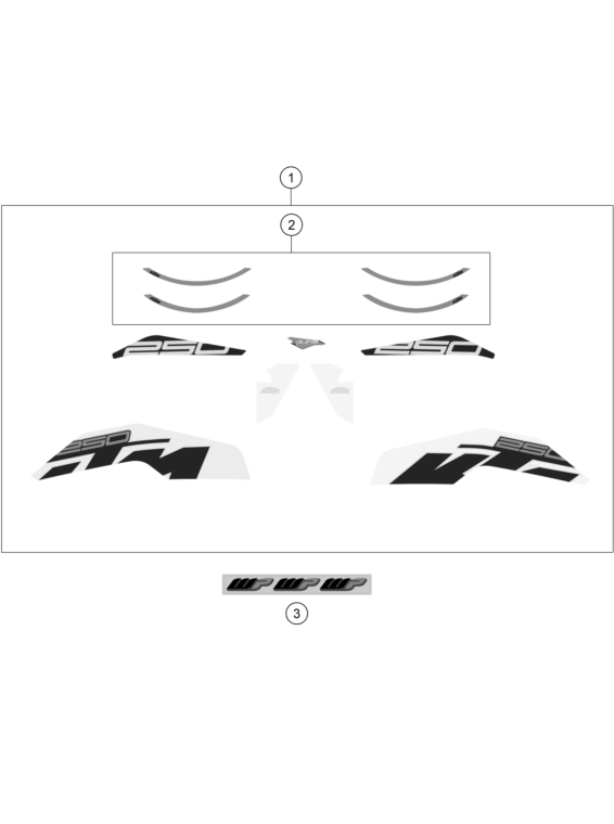 vue éclatée kit déco - ktm 250 duke, white w/o abs-ckd co 2018