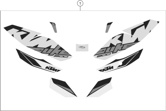 vue éclatée kit déco - ktm 200 duke, white w/o abs-ckd co 2018