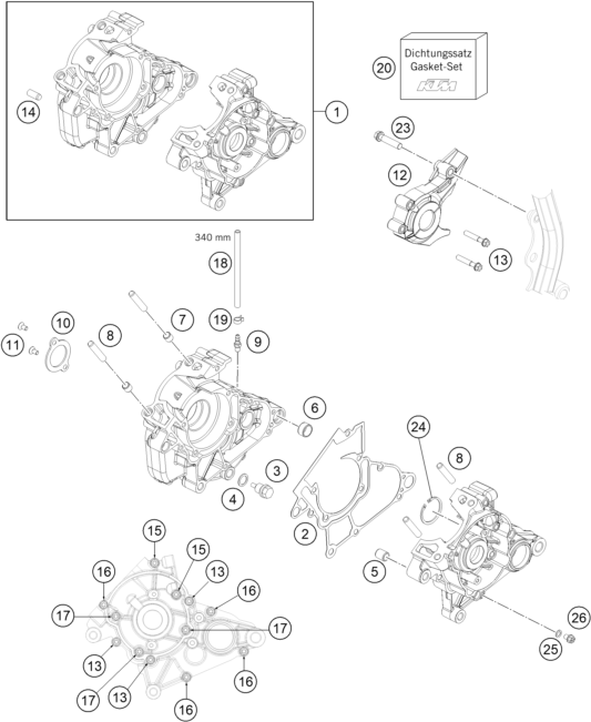 vue éclatée carter moteur - ktm 50 sx mini eu 2019
