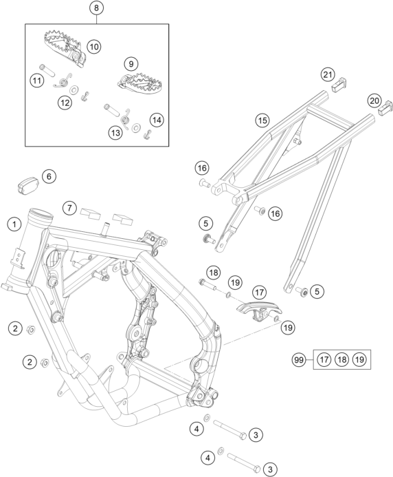 vue éclatée cadre - ktm 65 sx eu 2019