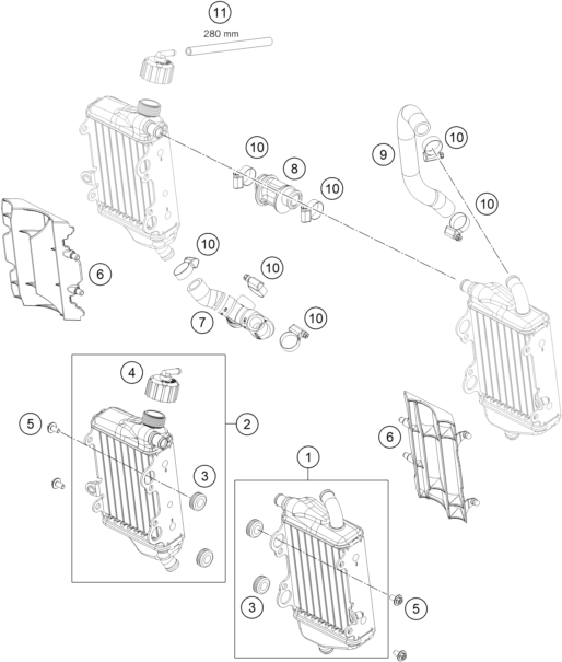 vue éclatée système de refroidissement - ktm 65 sx eu 2019