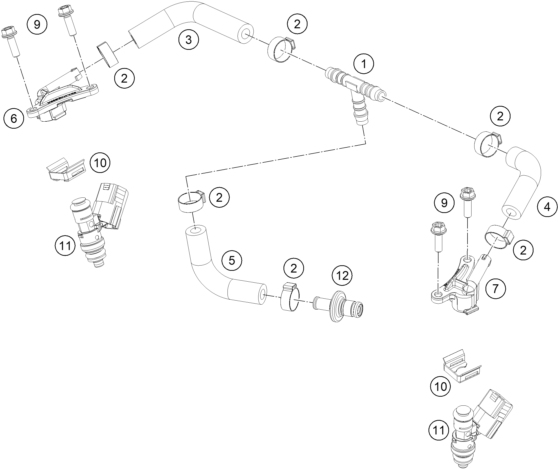 vue éclatée distributeur de carburant - ktm 250 exc six days tpi eu 2019
