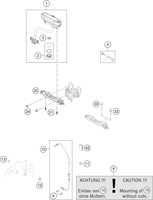 vue éclatée instruments / système de verrouillage - ktm 350 exc-f eu 2019