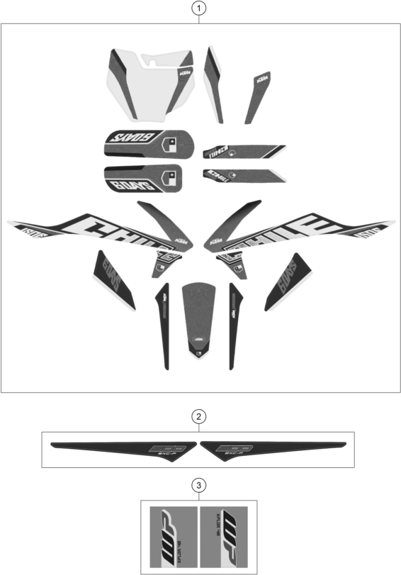vue éclatée kit déco - ktm 500 exc-f six days eu 2019