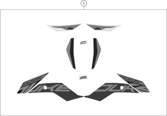 vue éclatée kit déco - ktm 690 duke, orange eu 2019