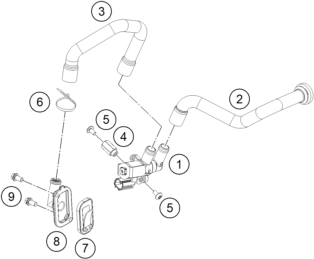 vue éclatée système d'air secondaire - ktm 690 duke, orange eu 2019