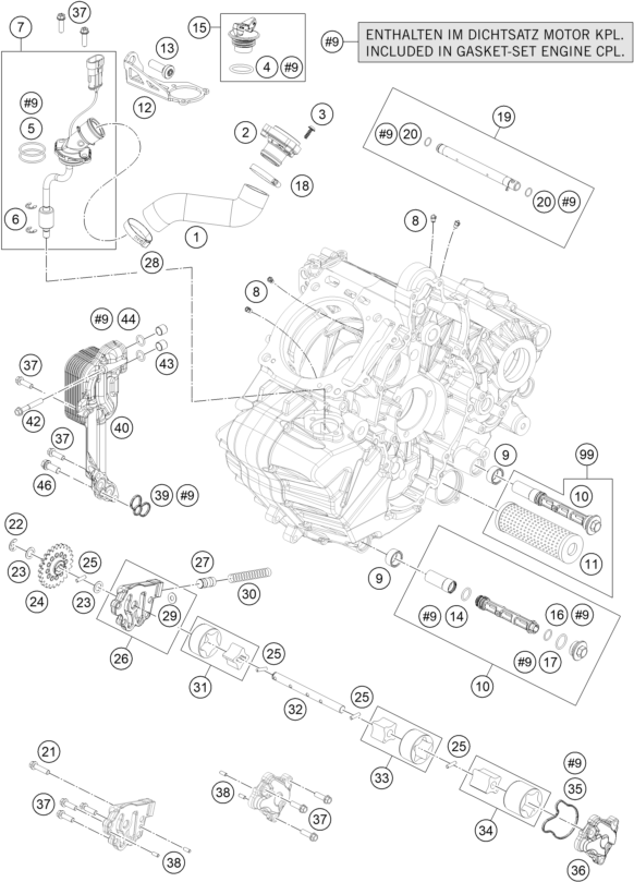 vue éclatée système de lubrification - ktm 1290 super adventure s, orange eu 2019