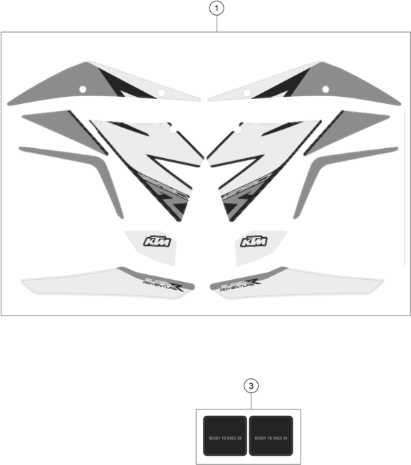 vue éclatée kit déco - ktm 1290 super adventure r tkc cn 2019