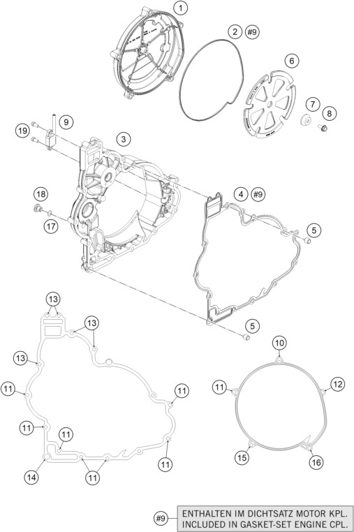 vue éclatée couvercle d’embrayage - ktm 1290 super duke r, black eu 2019