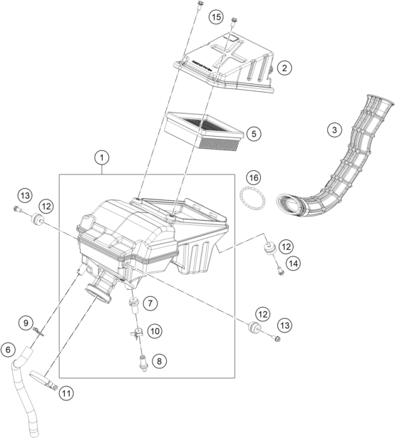 vue éclatée filtre à air - ktm rc 125, orange, eu 2019