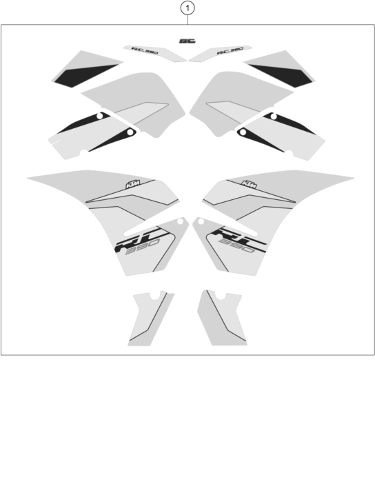 vue éclatée kit déco - ktm rc 390, black th 2019