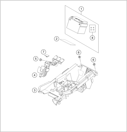 vue éclatée batterie - ktm 350 exc-f eu 2020