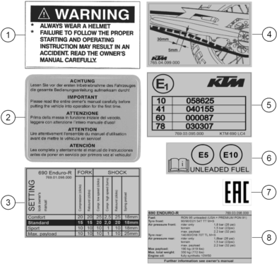 vue éclatée technic information sticker - ktm 690 enduro r eu 2020