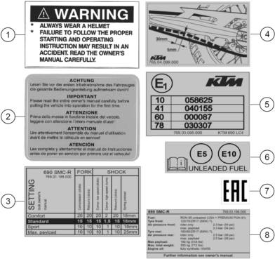 vue éclatée technic information sticker - ktm 690 smc r eu 2020