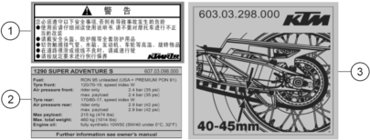 vue éclatée technic information sticker - ktm 1290 s adventure s, orange cn 2020