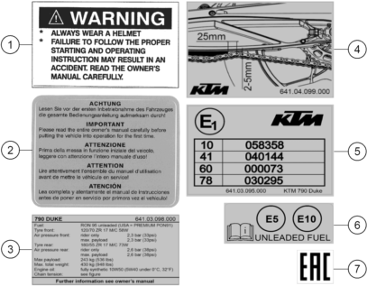 vue éclatée technic information sticker - ktm 790 duke l, black eu 2020
