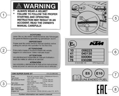 vue éclatée technic information sticker - ktm 1290 super duke gt, black eu 2020