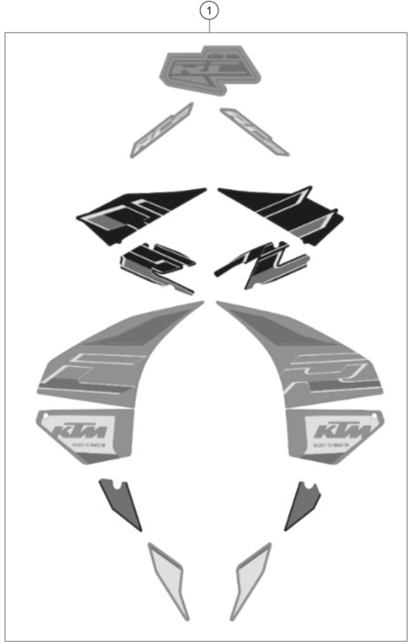 vue éclatée kit déco - ktm rc 125, grey eu 2020