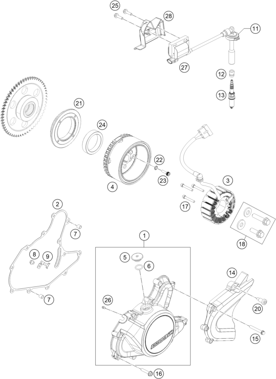 vue éclatée système de allumage - ktm rc 200, black, w/o abs - ckd ph 2020