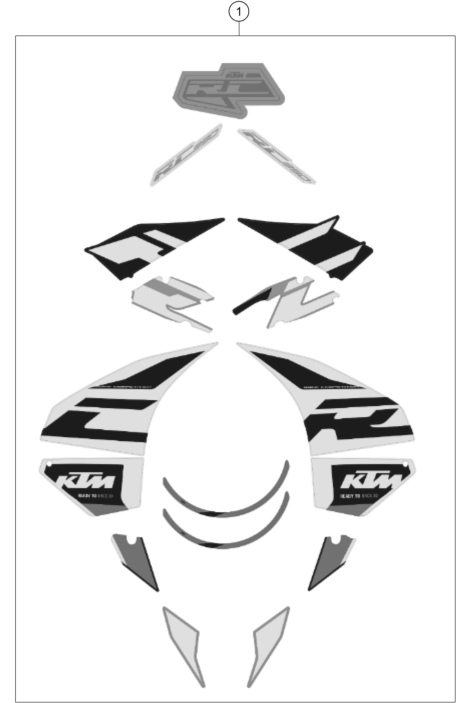 vue éclatée kit déco - ktm rc 390, white eu 2020