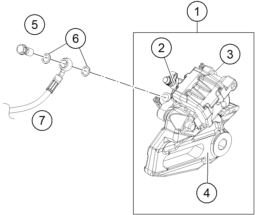 vue éclatée étrier de frein arrière - ktm 390 duke, white th 2020
