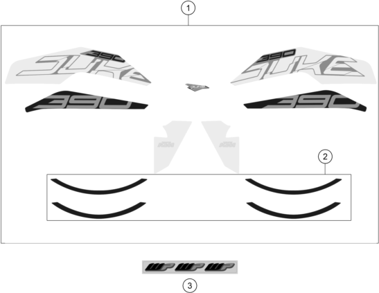 vue éclatée kit déco - ktm 390 duke, white th 2020