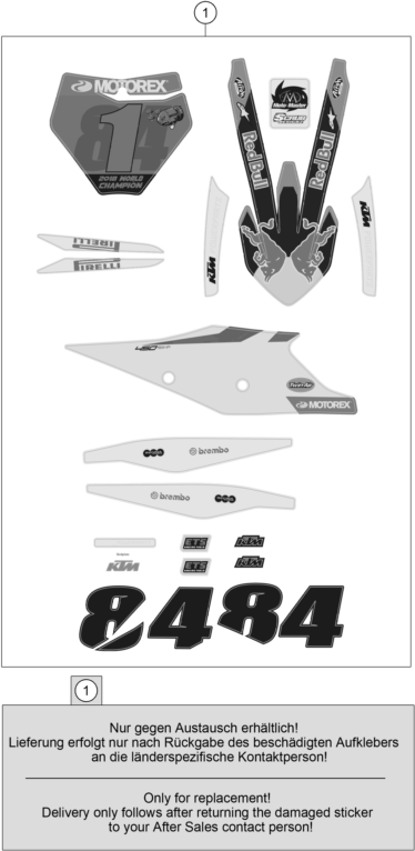 vue éclatée kit déco - ktm 450 sx-f herlings replica eu 2019