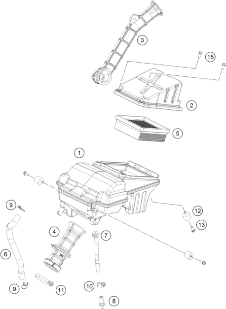 vue éclatée filtre à air - ktm 200 duke, orange, w/o abs - ckd co 2020