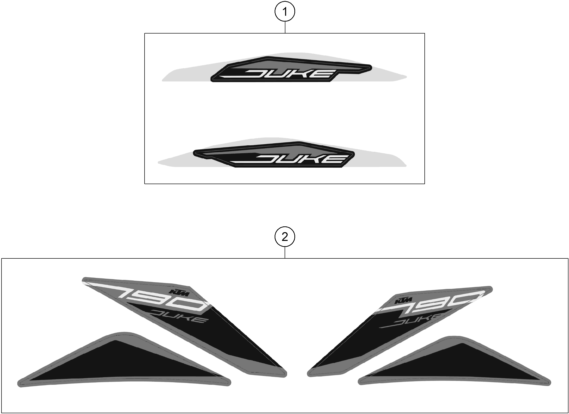 vue éclatée kit déco - ktm 790 duke, orange cn 2020