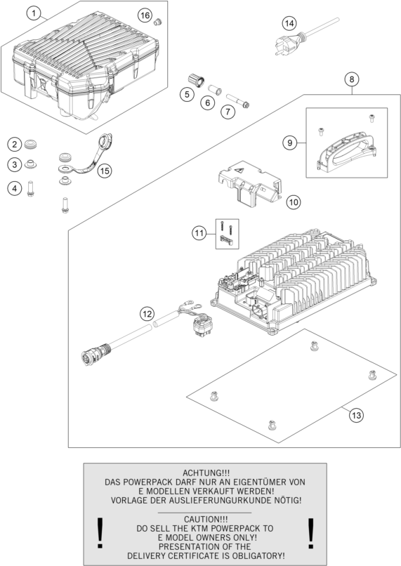 vue éclatée batterie - ktm sx-e 5 eu 2021
