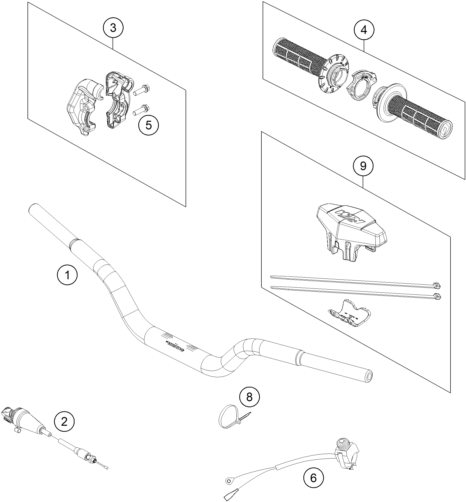 vue éclatée guidon, armatures - ktm 50 sx eu 2021