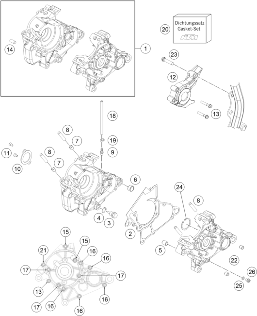 vue éclatée carter moteur - ktm 50 sx eu 2021