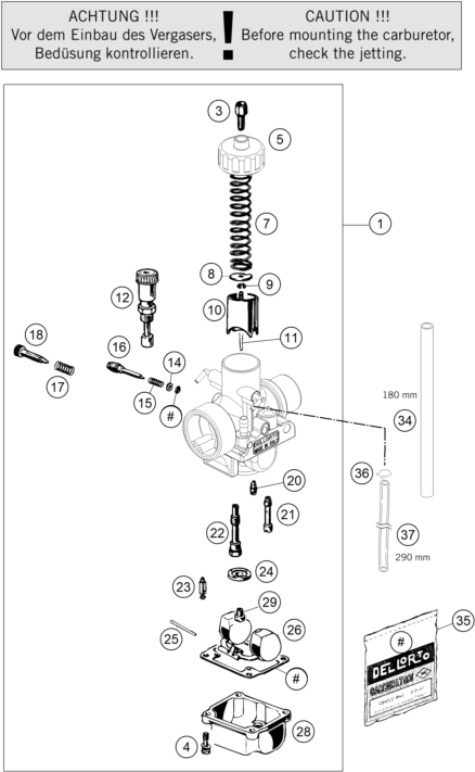 vue éclatée carburateur - ktm 50 sx eu 2021
