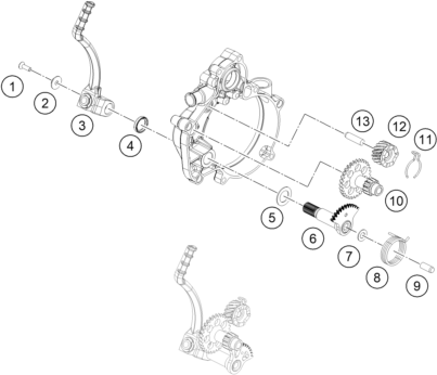 vue éclatée démarreur kick - ktm 50 sx mini eu 2021