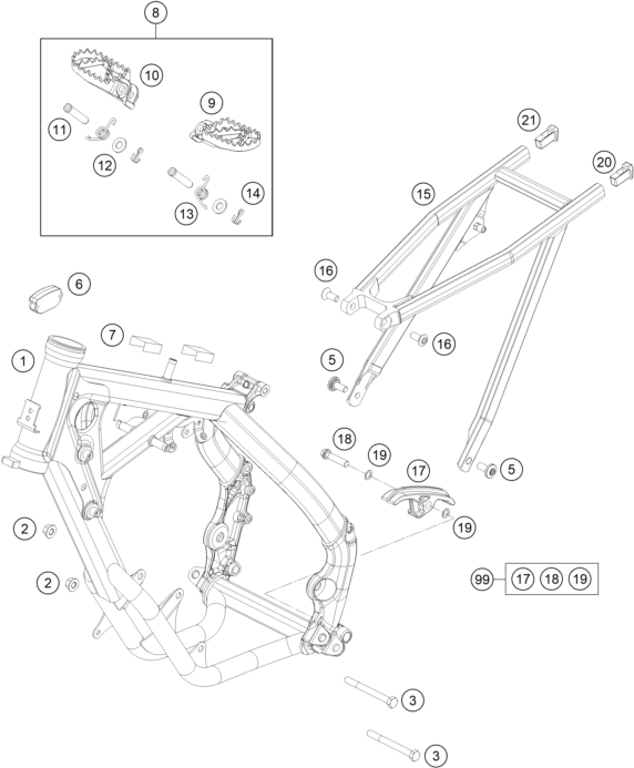 vue éclatée cadre - ktm 65 sx eu 2021