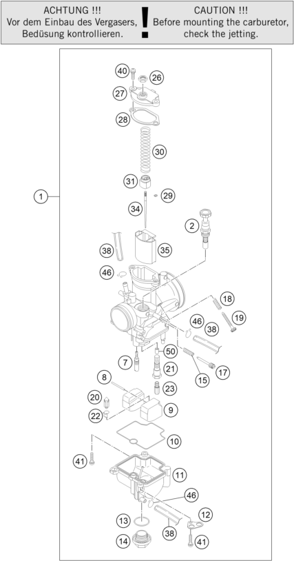 vue éclatée carburateur - ktm 85 sx 17/14 eu 2021