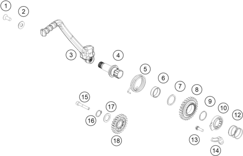 vue éclatée démarreur kick - ktm 250 sx eu 2021