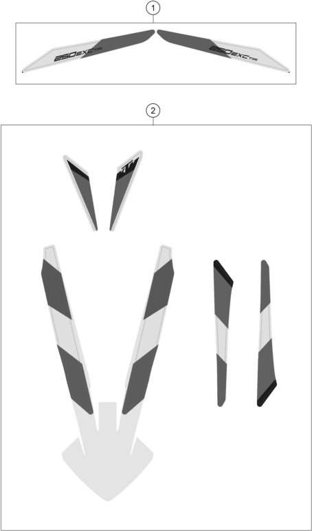 vue éclatée kit déco - ktm 250 exc six days tpi eu 2021