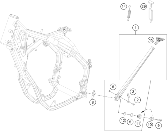 vue éclatée béquille latérale / béquille centrale - ktm 250 exc tpi eu 2021