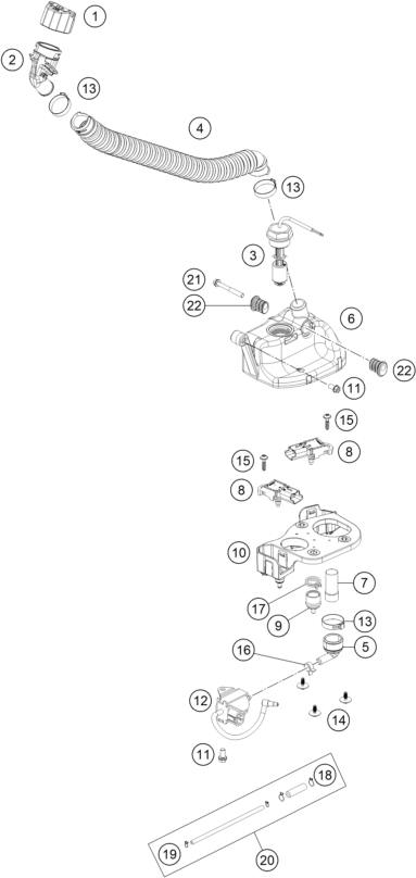 vue éclatée système de lubrification - ktm 250 exc tpi eu 2021