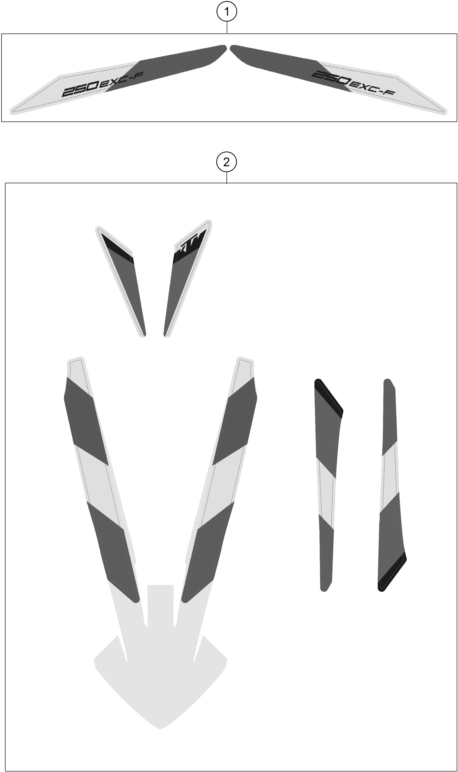 vue éclatée kit déco - ktm 250 exc-f six days eu 2021