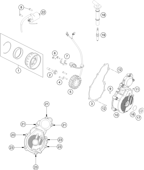 vue éclatée système de allumage - ktm 250 exc-f eu 2021