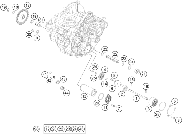 vue éclatée système de lubrification - ktm 350 sx-f eu 2021