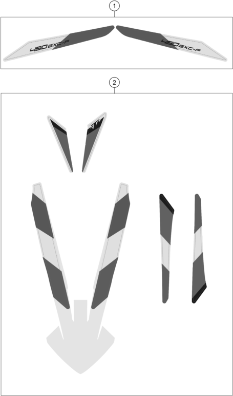 vue éclatée kit déco - ktm 450 exc-f six days eu 2021