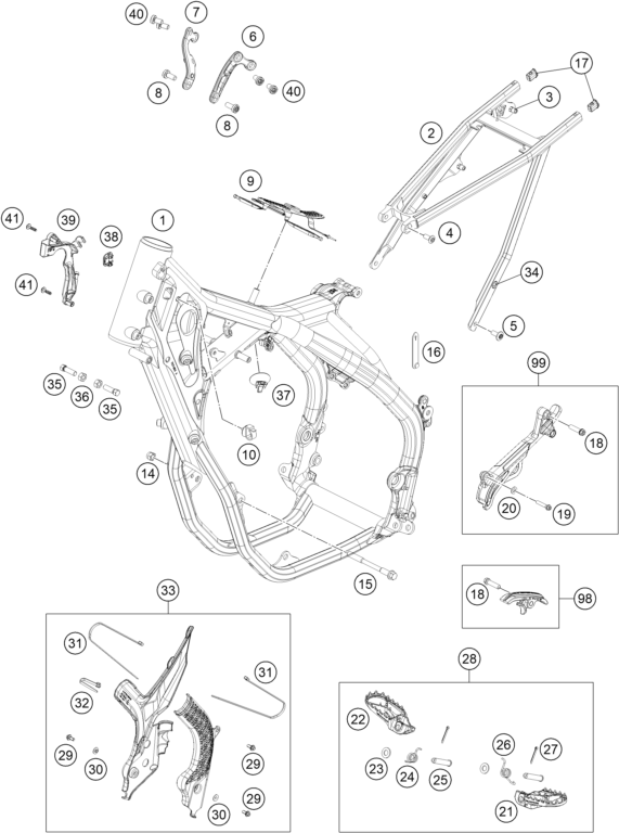 vue éclatée cadre - ktm 450 exc-f eu 2021
