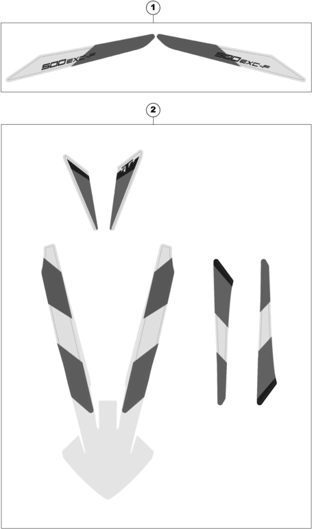 vue éclatée kit déco - ktm 500 exc-f six days eu 2021