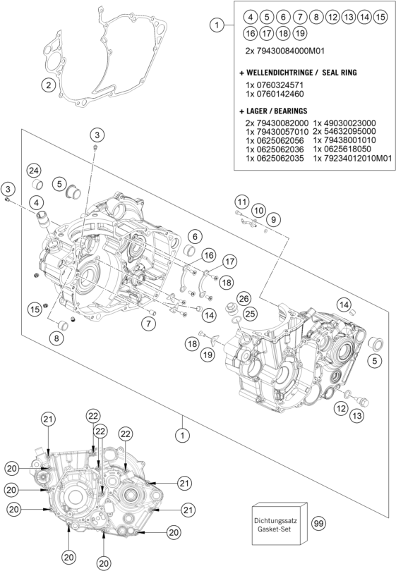 vue éclatée carter moteur - ktm 450 rally factory replica eu 2021