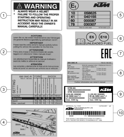 vue éclatée technic information sticker - ktm 690 smc r eu 2021