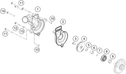 vue éclatée pompe à eau - ktm 1290 super adventure s, black eu 2021