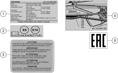 vue éclatée technic information sticker - ktm 790 duke, orange - ckd w/o engine cn 2021